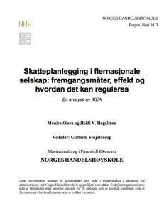 Masteroppgave om skatteplanlegging i internasjonale konserner, forside bilde.